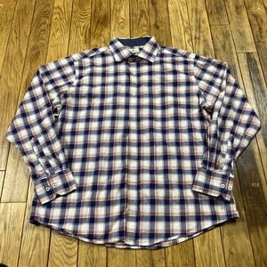 Southern Pines Men's Long Sleeve Plaid Button Down Shirt XL EG‎ Blue Red White